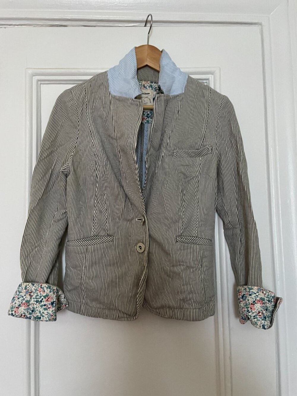 Vintage Anthropologie Allihop Striped Blazer Jacket M — Early 2000s Pinstripe